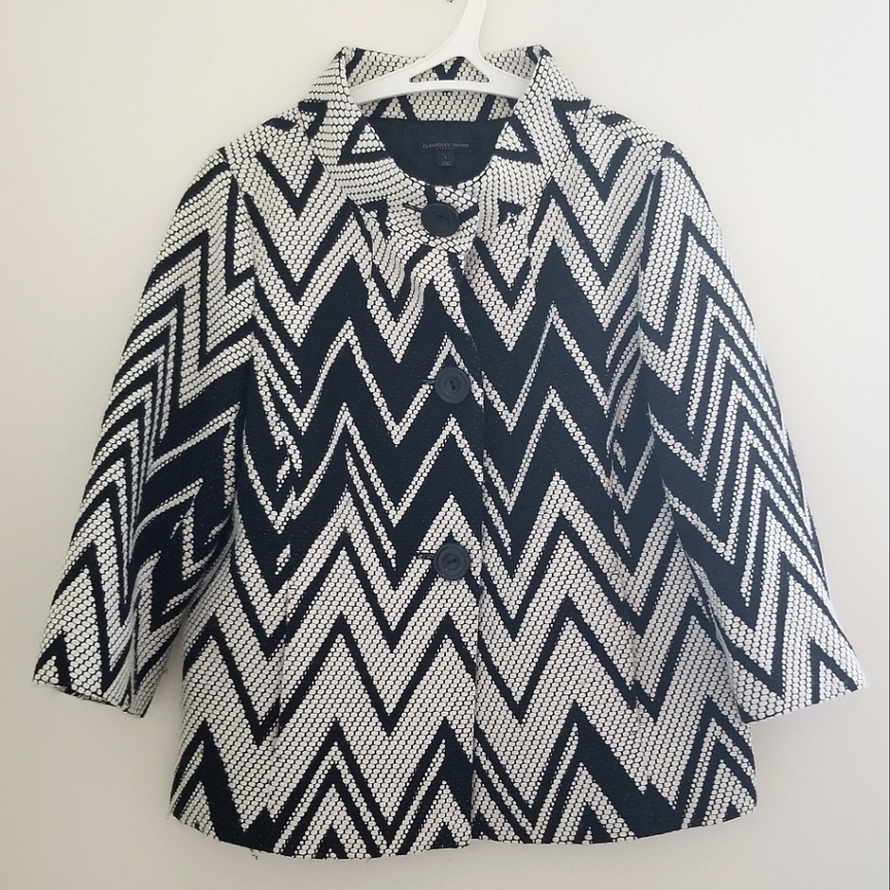 Vintage Chevron Jacket Blazer Coat / size Large